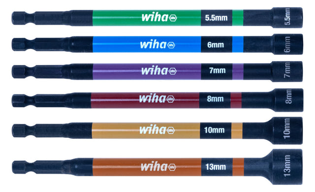 WIHA Steckschlüssel Set magnet Farbcodiert 6-tlg.1/4" 47035