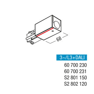 ZUMTOBEL End-Einspeisung sw 3p links L3+DALI EINSP L BK