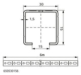 Walraven Montageschiene RapidRail 30x15 6m C-Profil sv mit Schnittmarkierungen | 650530156