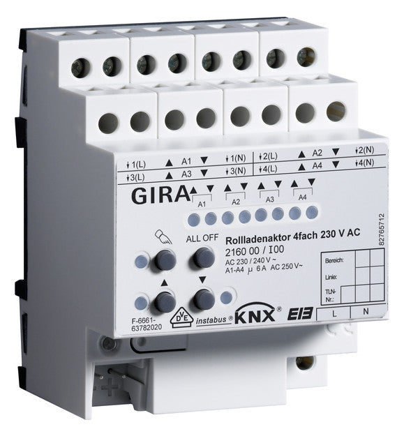 GIRA Jalousieaktor KNX REG 4f 1Eing 6A 216000 Handbedien Schalten