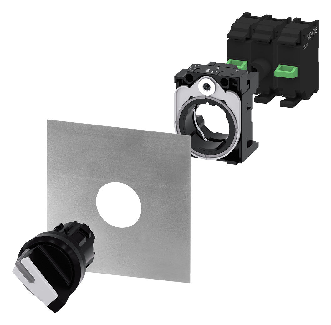 SIEMENS Knebelschalter 2stuf bel.b  22mm 3SU1002-2BF60-0AA0 rechteck 30,9x27,3mm