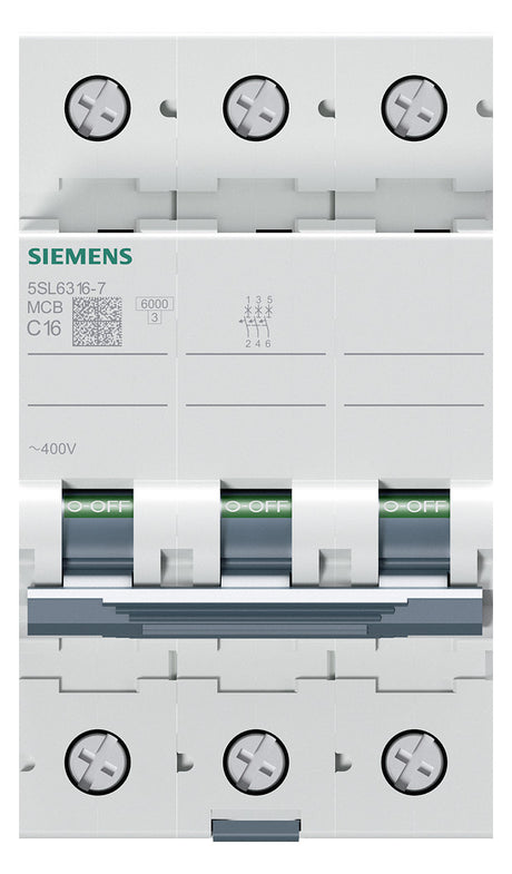 SIEMENS Leitungsschutzschalter UC C 16A 5SL6316-7 3p 400V 3TE 50Hz IP20