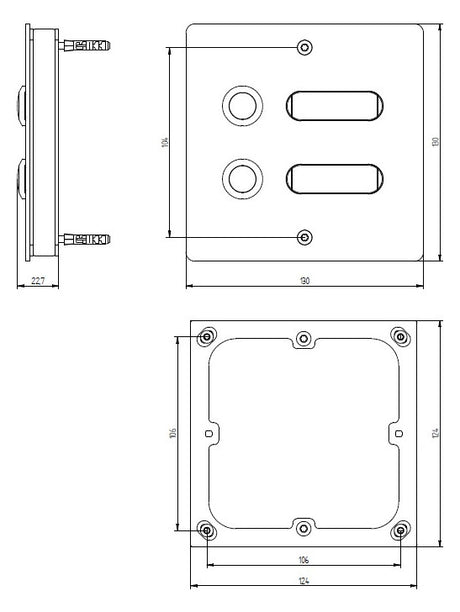 GROTHE Klingeltaster VA edst AP rechteck ETA 502 V2A AP m.Bel m.NamSchild 19mm