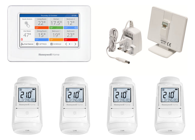Honeywell evohome Starter-Paket Regler, Tischständer, 4 Heizkörperregler | ATP934G4002