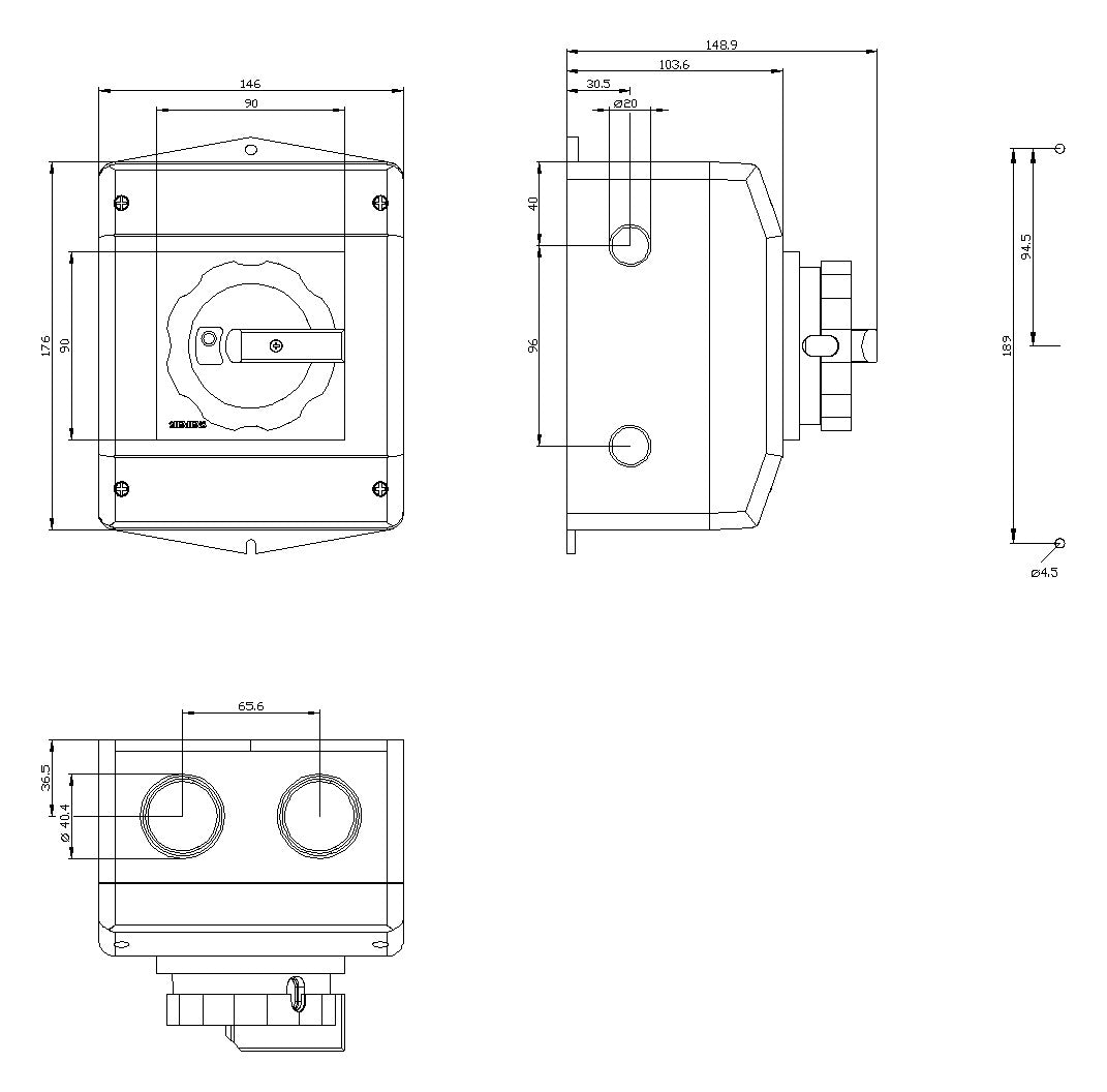 SIEMENS Hauptschalter 25A 6p IP65 Einb 3LD2165-3VB53 Wart/Rep SichSchalt