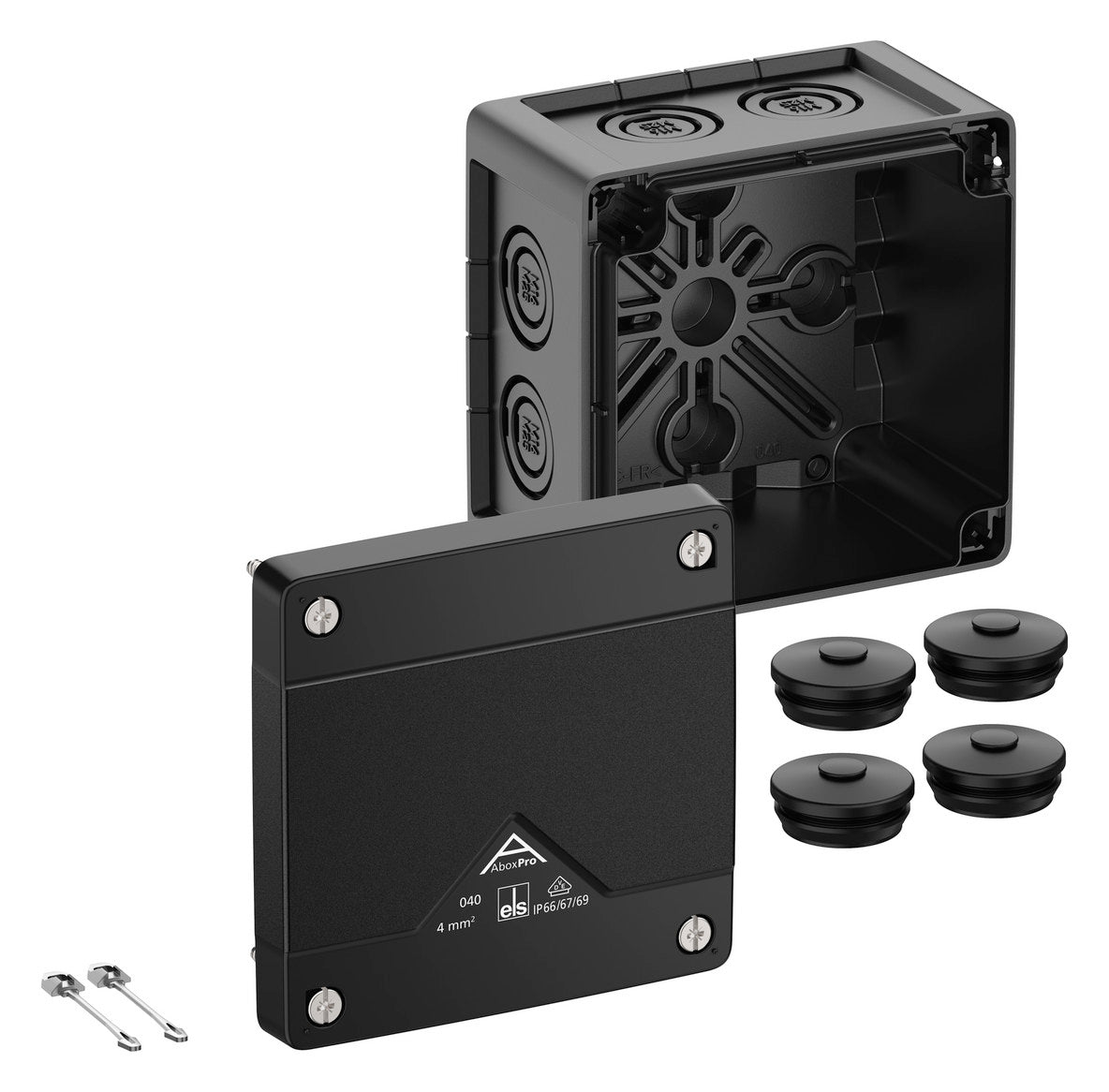 SPELSBERG Abzweigkasten 102x102mm Kst sw Abox Pro 040-L/sw IP66/IP67/IP69 IK09