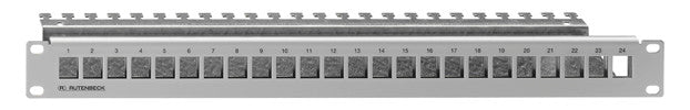 RUTENBECK Modulträger 1HE 24Ports Schirm PP-UM A-24/1 RAL7035 44x483x108mm