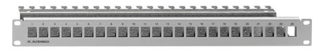 RUTENBECK Modulträger 1HE 24Ports Schirm PP-UM A-24/1 RAL7035 44x483x108mm