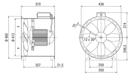 MAICO Rohrventilator  400mm 400V 0,23W DZR 40/4 B 4020cbm/h VA 60°C