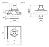 DEHN SE Erdanschlussklemme VA Rundleiter UEK 8.10 AQ4 50 HKSM8 V2A 4-50qmm f/vz