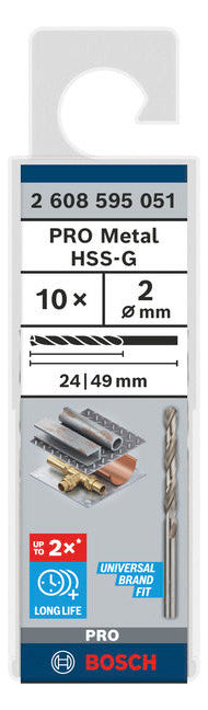 BOSCH-EW Metallbohrer  2mm 24/49mm Edst 2608595051 zyl.Steckachse