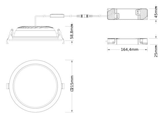 LEDVANCE LED-Einbaustrahler 20-30W EVG DL CMFT DA D200 P 30W MS 940 OP WT DALI
