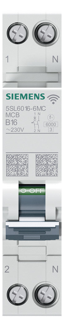 SIEMENS Leitungsschutzschalter AC B 16A 5SL6016-6MC 1+N 230V 1TE 50Hz IP20