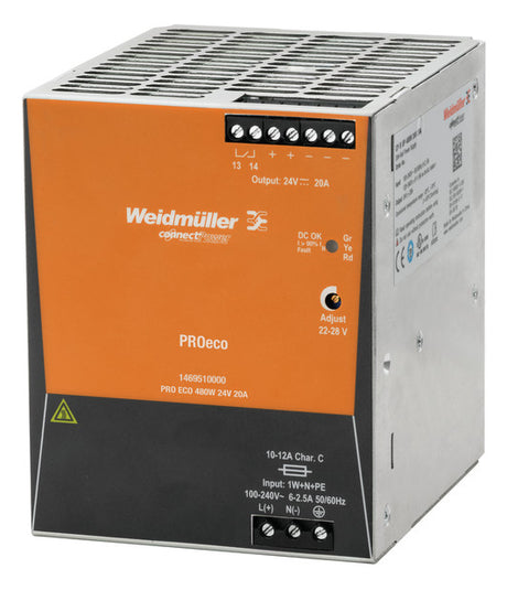 WEIDMÜLLER Wechselstromversorgung DC 20A PRO ECO 480W 24V 20A 22-28V 527,5VA