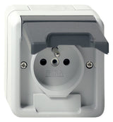 GIRA Steckdose 1f gr AP m.BS Klappd IP44 WG AP 448530