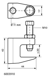Walraven Trägerklammer Modell C 44x42, A < 20, 11 mm, Schr. M10, VdS/FM | 6003910