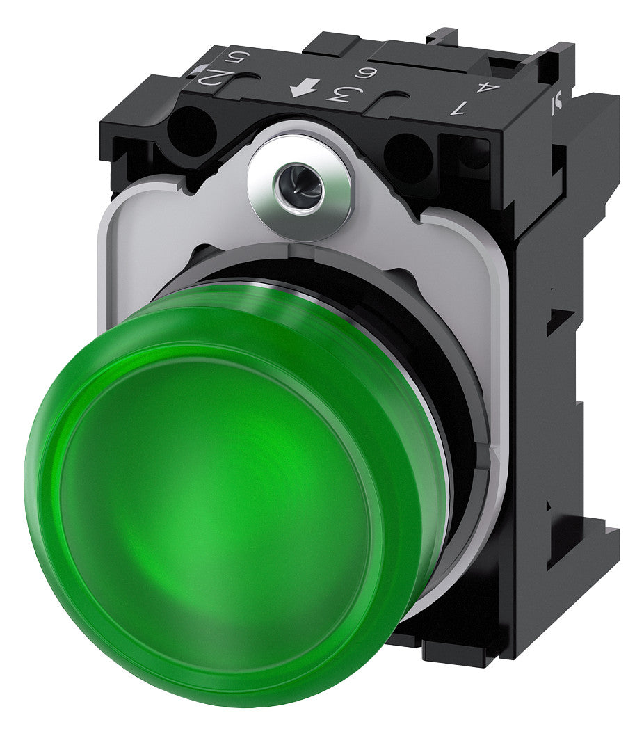 SIEMENS Leuchtmelder komplett 1f gn LED 3SU1152-6AA40-1AA0 UC rnd hoch  22mm