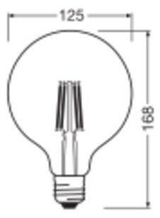 LEDVANCE LED-Kugellampe FM E27 G125 3,4W LED Clas Globe 125 40 Filament P 3. 2700