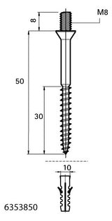 Walraven Ansatzschraube ev M8x50 für Dübel 10mm | 6353850