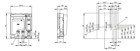 SIEMENS Sicherheitsschalter 250 A 4p 3NP1144-1DA10 NH0, NH1 f.Bodenbef IP40