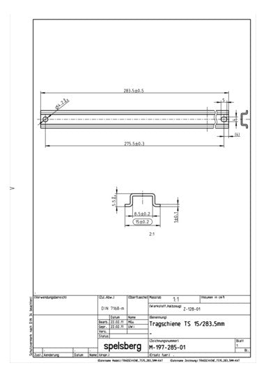 SPELSBERG Tragschiene ST vz TS15 L285mm TS 15-283,5