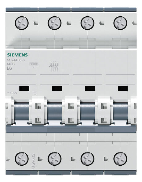 SIEMENS Leitungsschutzschalter UC B 6A 5SY4406-6 4p 400V 4TE 50Hz IP20