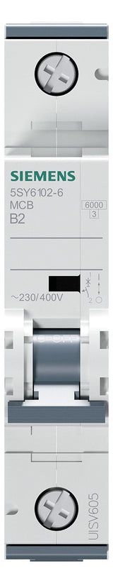 SIEMENS Leitungsschutzschalter UC B 2A 5SY6102-6 1p 400V 1TE 50Hz IP20