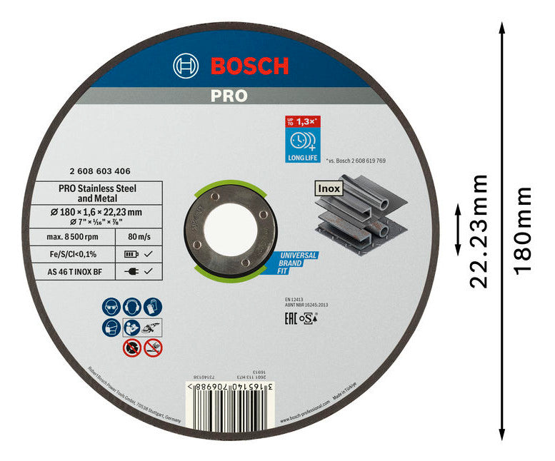BOSCH-EW Trennscheibe 180x1,6mm f.Metall 2608603406