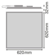 LEDVANCE LED-Panel 620x620mm 33W 3000K PL CMFT 625 P 33W 830 PS 4320lm ws Konv