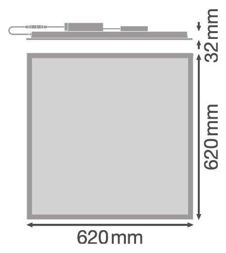 LEDVANCE LED-Panel 620x620mm 28W 3000K PL CMFT 625 P 28W 830 U19 PS 3640lm ws