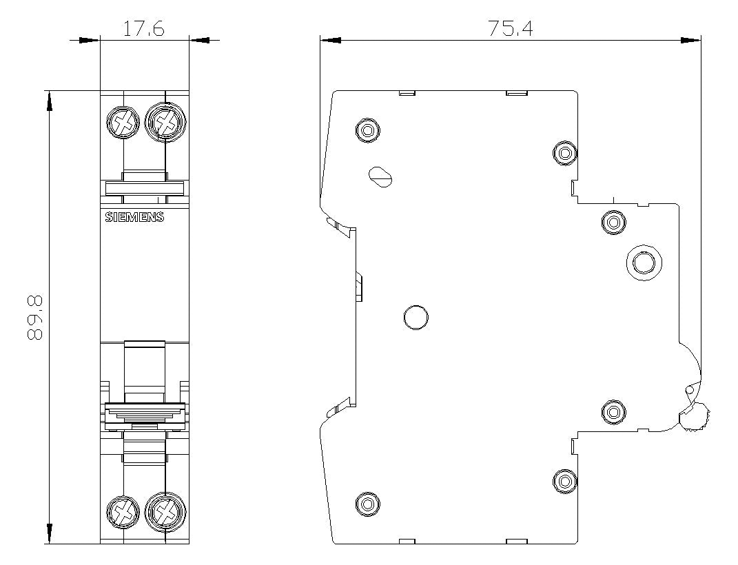 SIEMENS Leitungsschutzschalter AC B 10A 5SL6010-6MF 1+N 230V 1TE 45-65Hz IP20