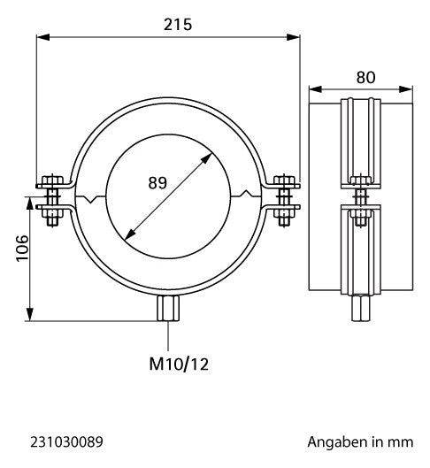Walraven Kälteschelle BISOFIX MW DSD: 30mm - Gewinde: M10/M12 - 89mm | 231030089