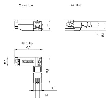 SIEMENS Modular-Stecker Cat5 RJ45 22AWG 6GK1901-1BB20-2AA0 Feldkonf Schirm rnd