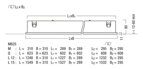 ZUMTOBEL LED-Deckeneinbauleuchte 39,6W LightFields LF3 E 6300-840 M625L15 LDE K