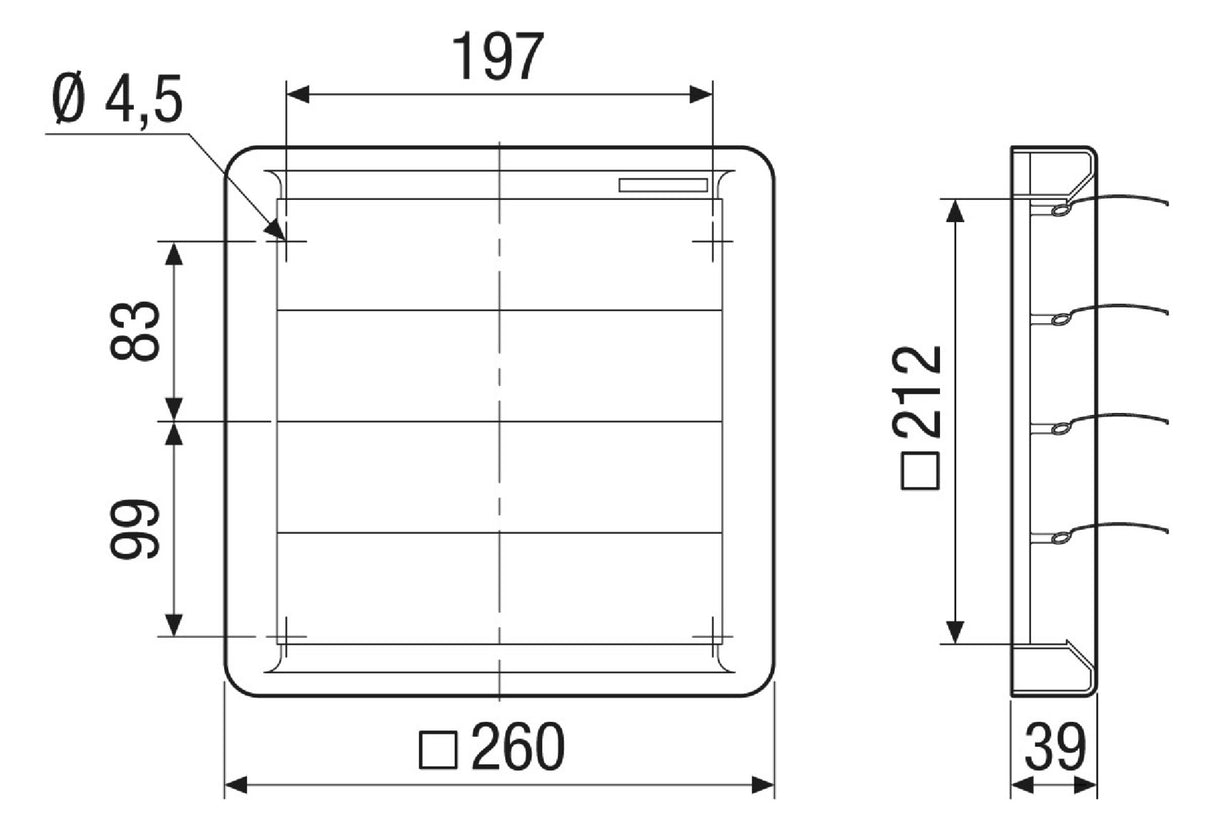 MAICO Wand-Jalousieklappe Kst 325x325mm AS 20  200mm ausblas Mit Einbaurahmen