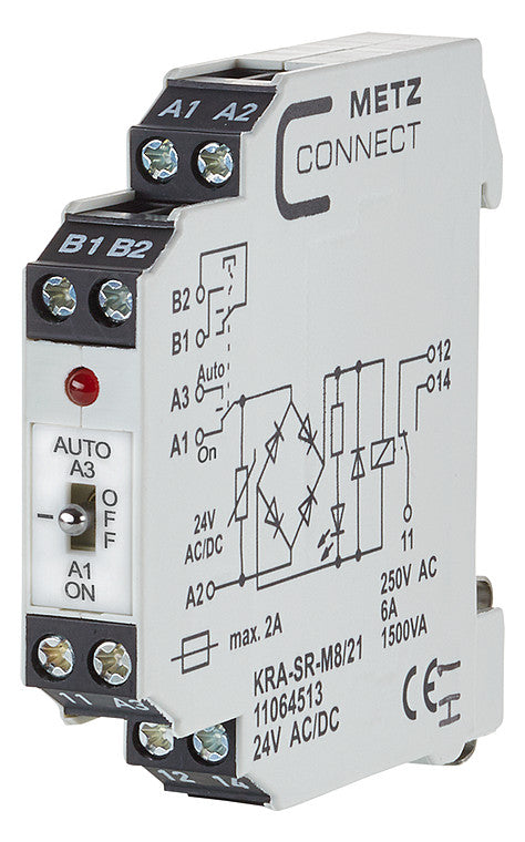 METZ CONNECT Schaltrelais 24V/AC 1W IP20 11064513 11,2x61,3x60mm Schraub