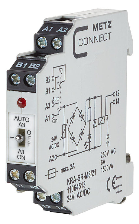 METZ CONNECT Schaltrelais 24V/AC 1W IP20 11064513 11,2x61,3x60mm Schraub