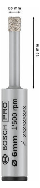BOSCH-EW Diamant-Bohrkrone  6x33mm 13 mm PRO CERAMIC DRY Steckachse
