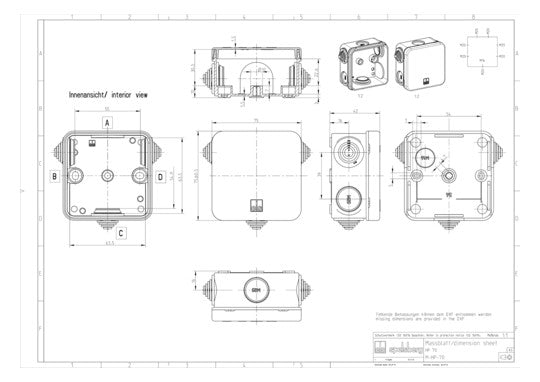 SPELSBERG Abzweigdose IP55 2,5qmm Kst HP 70-L 75x75x75mm quadrat Wand/Decke