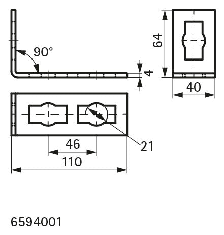 Walraven Knopfverbinder PushStrut flach 110x64x40 elektrolytisch verz. QW3/90 | 6594001