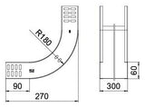 BETTERMANN Bogen_starr 90° vert.steig RBV 630 S FS 60x300mm o.Verb R=180mm