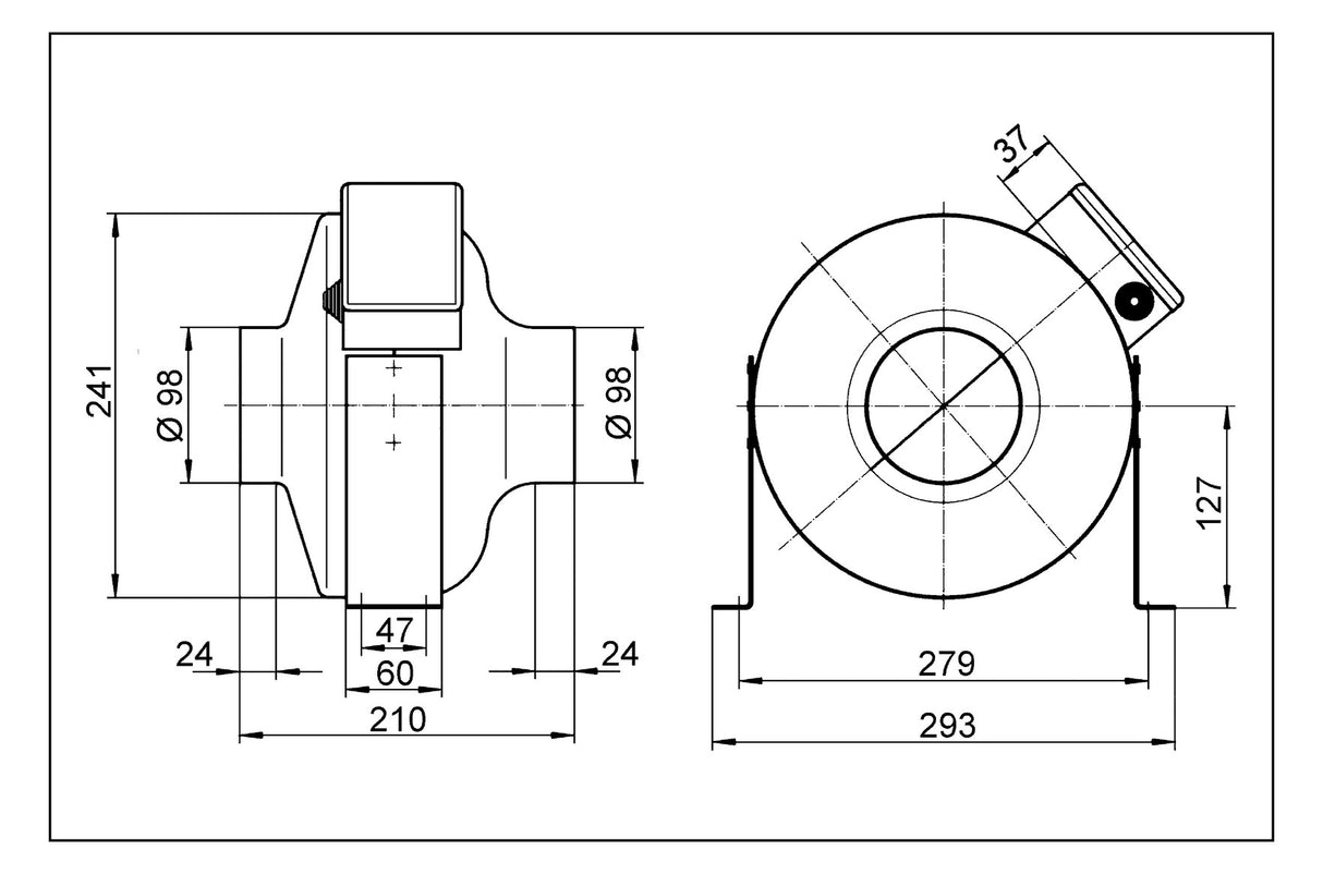 MAICO Rohrventilator  100mm 230V 0,051W ERR 10/1 S 250cbm/h VA 60°C