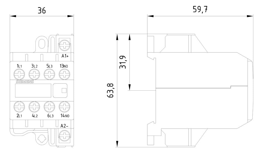 SIEMENS Leistungsschütz 4kW 4S 24VDC REG 3TG1010-0BB4 8,4A