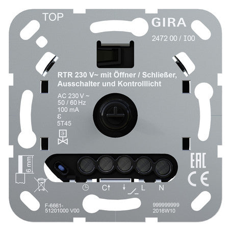 GIRA Raumthermostat 230V 0,1A Wechsler 247200 IP20 Widerstandssensor