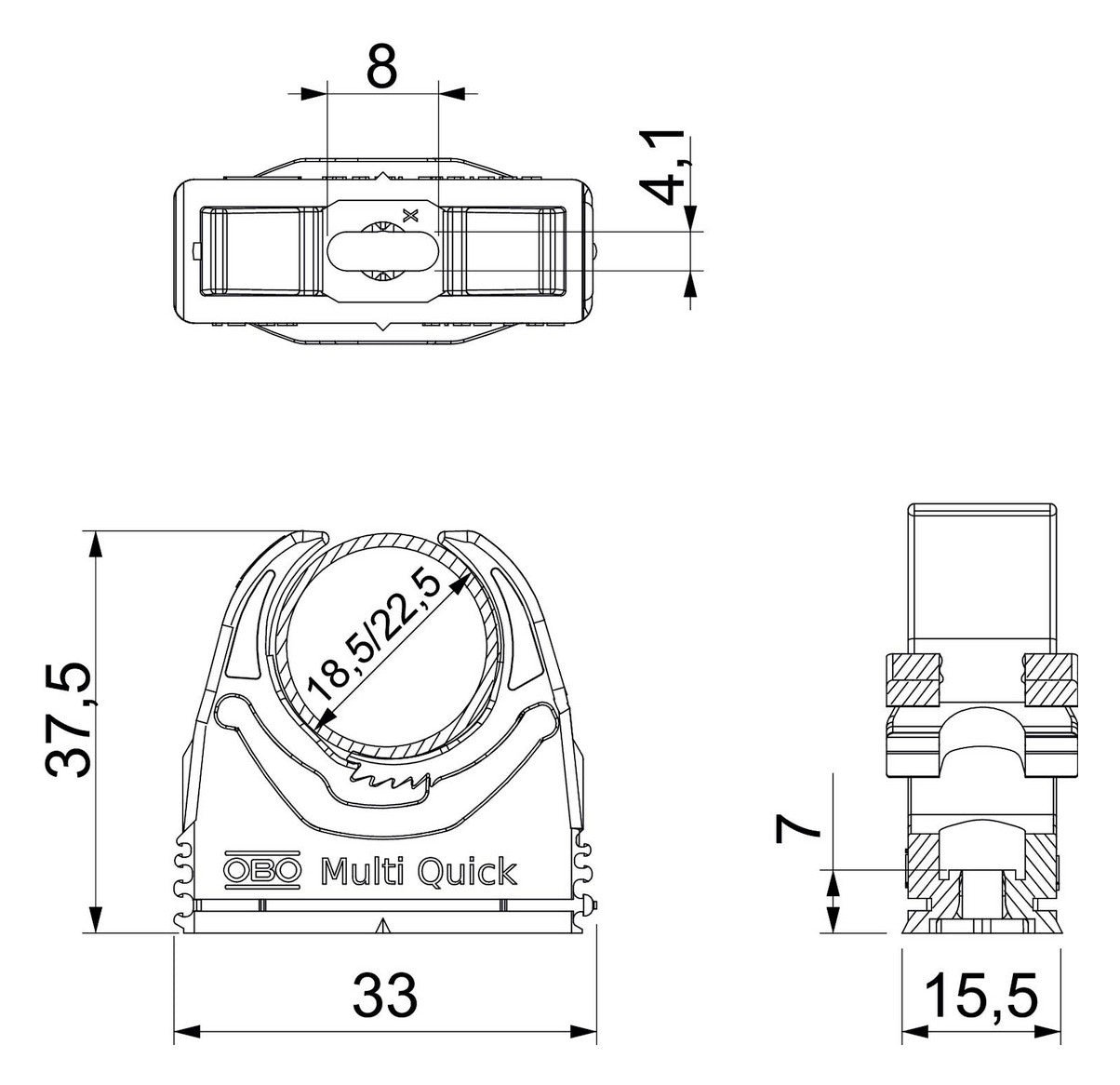 BETTERMANN Rohrschelle  18,5-22,5mm Kst Multi-Quick M-Quick 18-22LGR anreihb gr