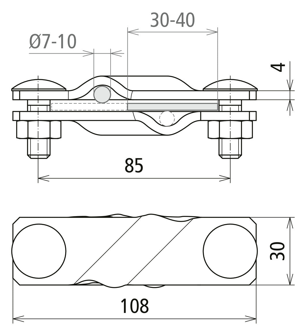 DEHN SE Kreuzverbinder ST f/vz  10mm SVK 7.10 7.10 FL40 STTZN Sechskantschrau