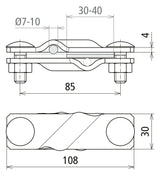 DEHN SE Kreuzverbinder ST f/vz  10mm SVK 7.10 7.10 FL40 STTZN Sechskantschrau