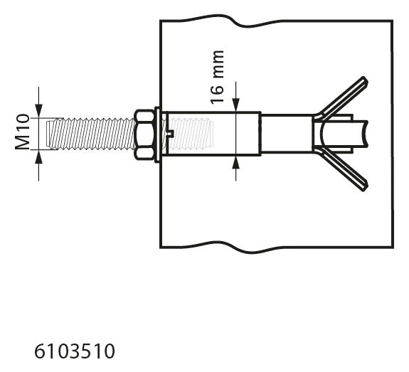 Walraven Porenbetonanker WGB-M M10 elektrolyt. verz. VdS, R30-R120 | 6103510