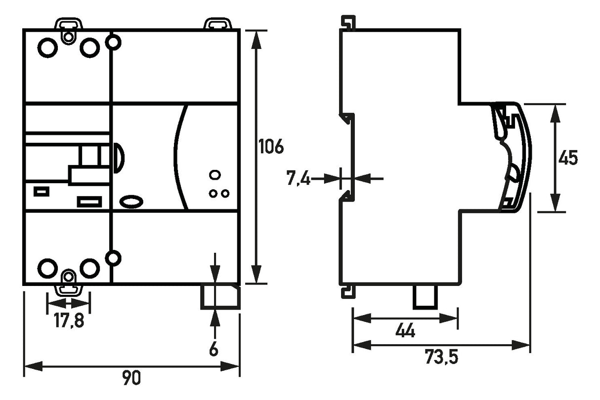 DOEPKE FI-Schutz mit Zusatz 2p 253V 25A DRCCB 5 ST 025-2/0,03-A 0,03A REG A 5TE