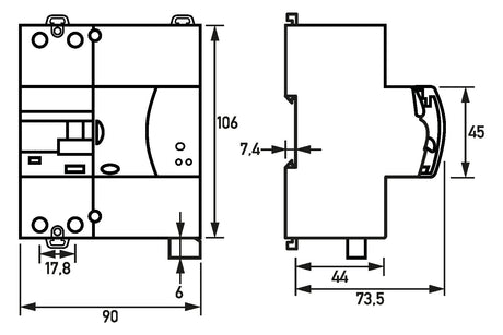DOEPKE FI-Schutz mit Zusatz 2p 253V 25A DRCCB 5 ST 025-2/0,03-A 0,03A REG A 5TE